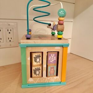 Wooden Activity Cube with Bead Maze